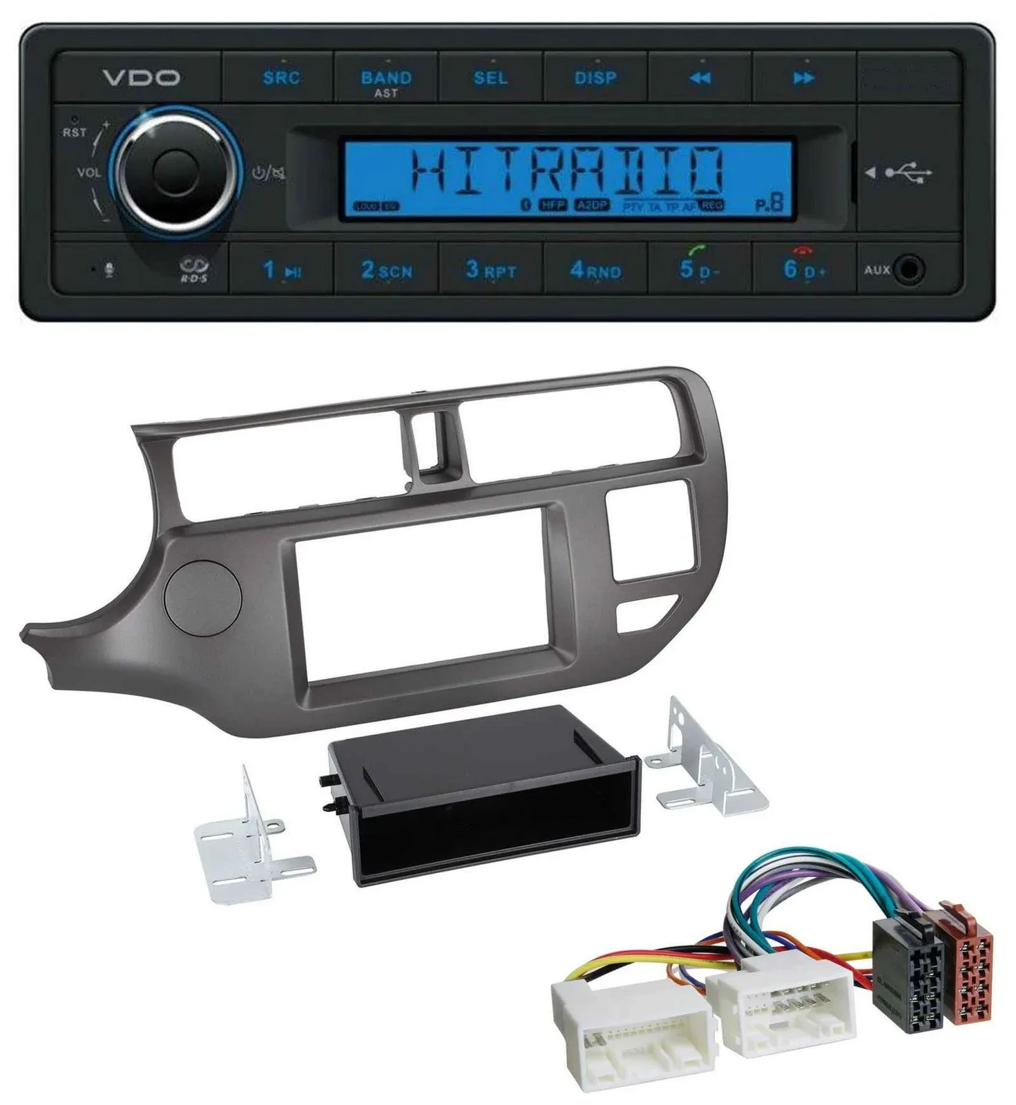 VDO AUX Bluetooth USB MP3 Autoradio für Kia Rio UB 2011-2014 anthrazit