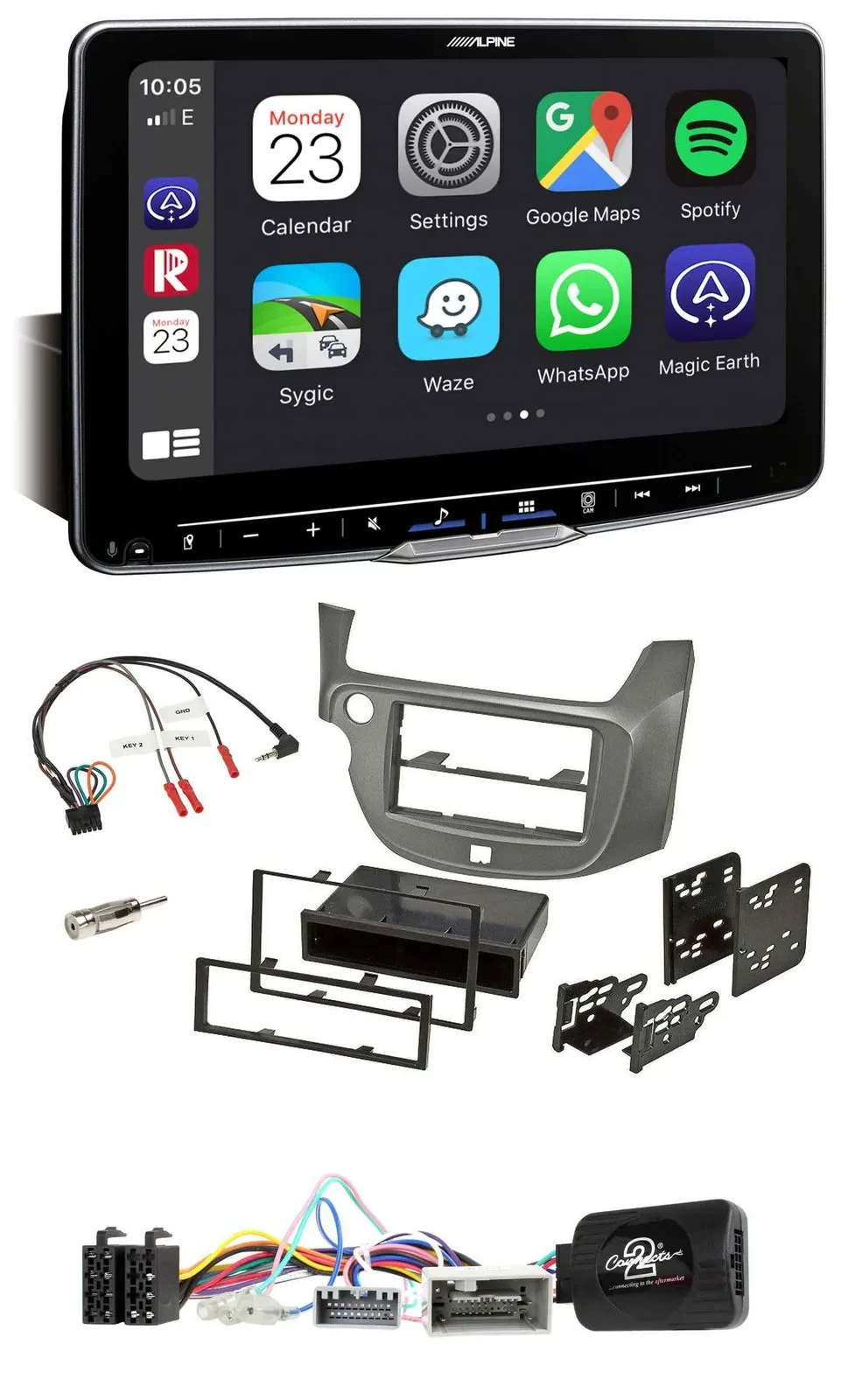 Автомагнитола для Honda Jazz (с 2014) Alpine Bluetooth USB DAB, серебристая