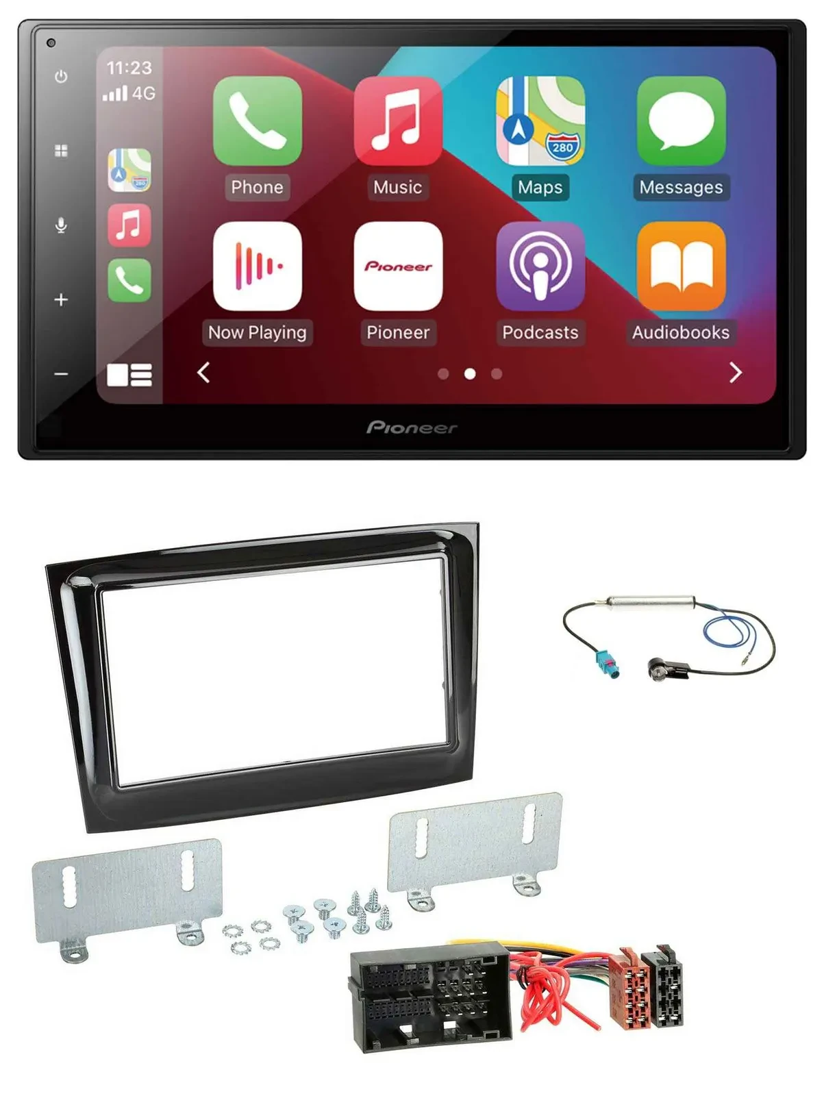 Pioneer USB MP3 DAB 2DIN Bluetooth Autoradio für Fiat Doblo ab 2015 piano schwar