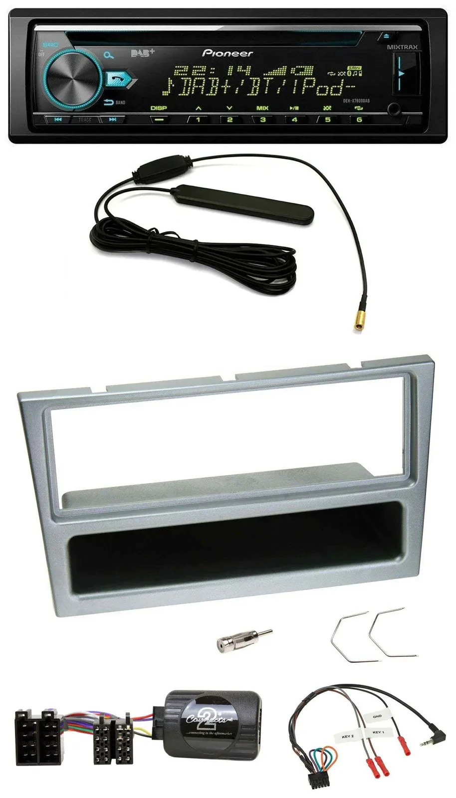 Pioneer CD MP3 Lenkrad DAB USB Autoradio für Opel Corsa C 2000-2004 silber