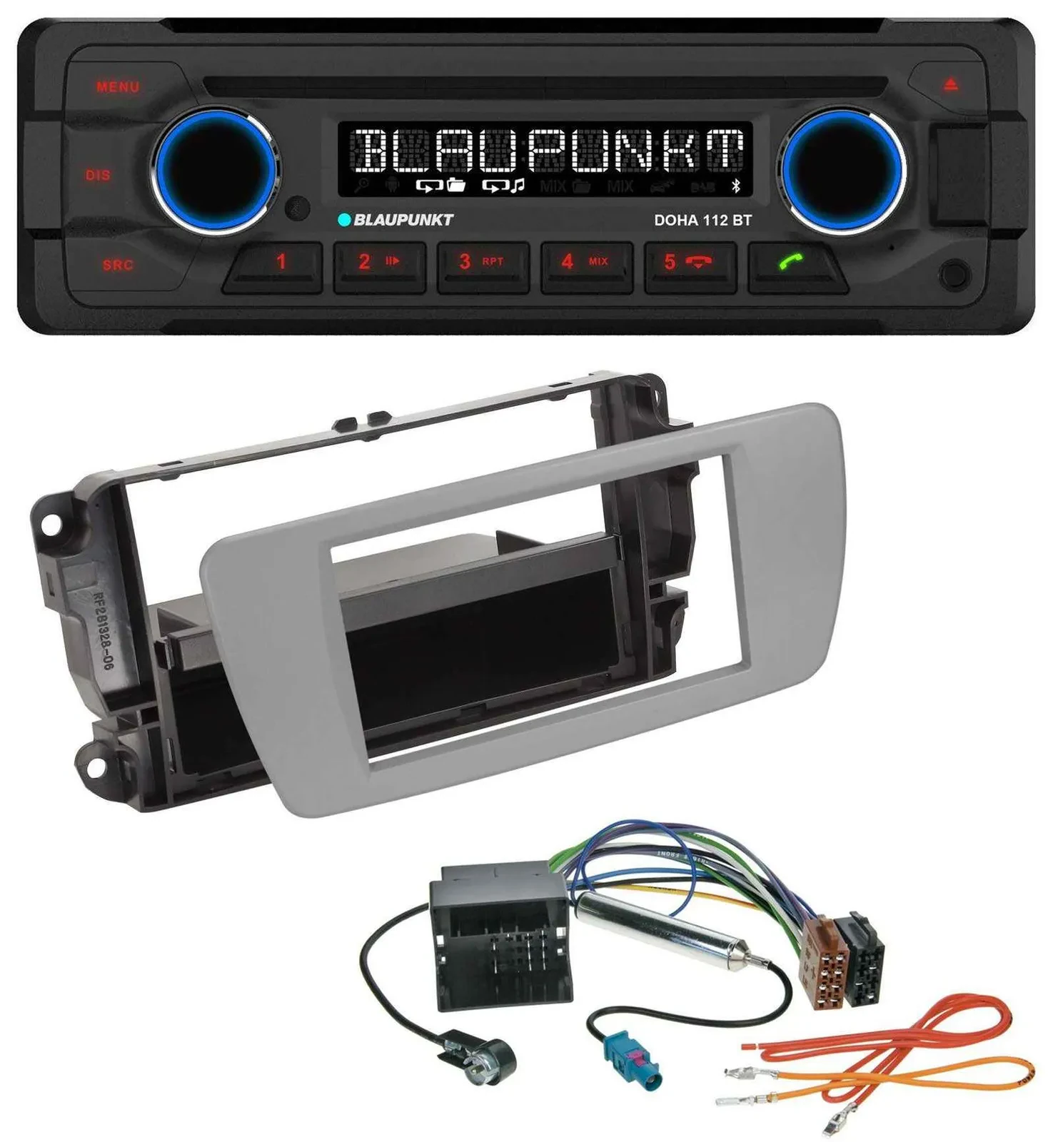 Blaupunkt AUX MP3 CD Bluetooth USB Autoradio für Seat Ibiza (ab 08) - dublingrau