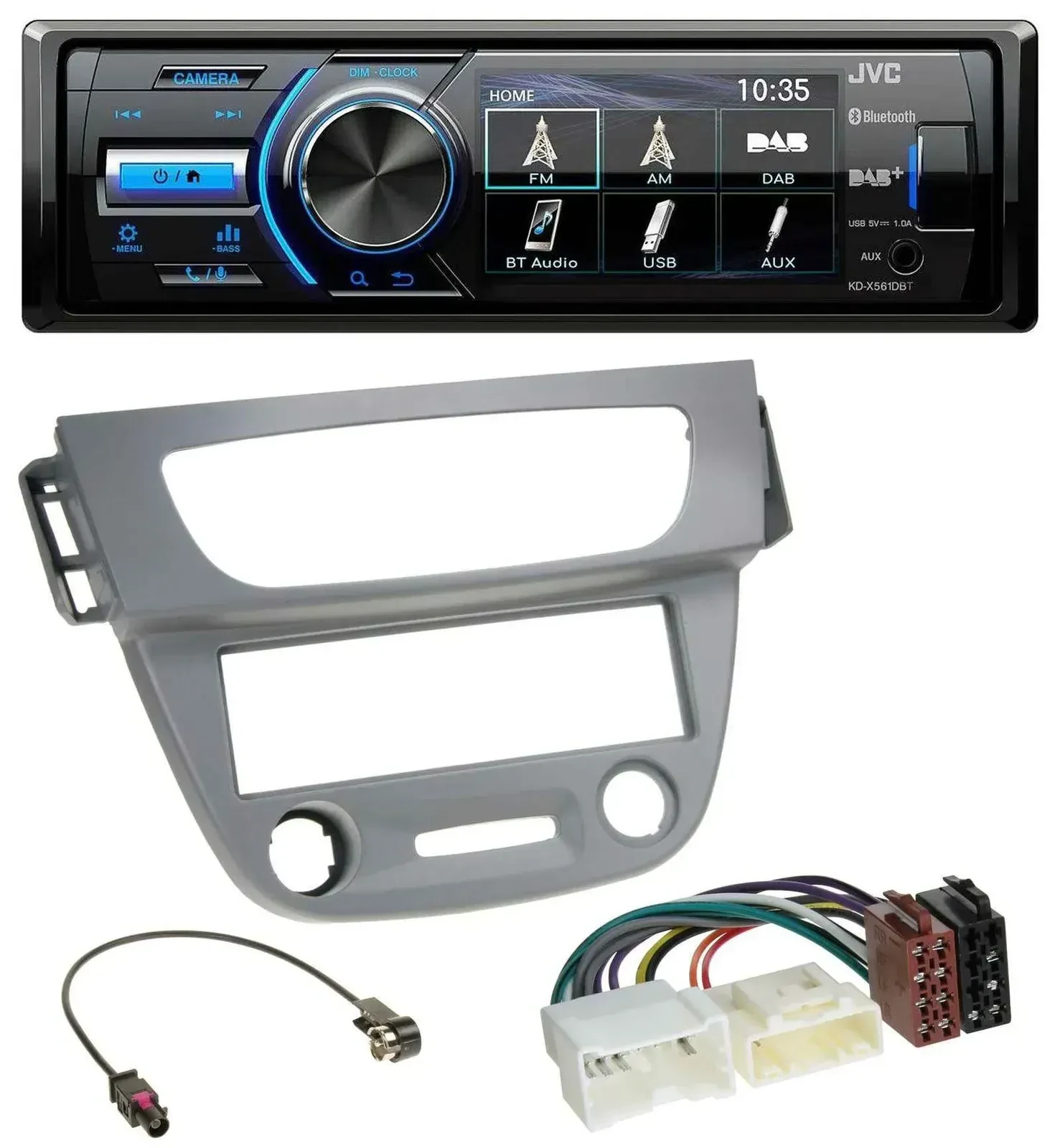 Автомагнитола для Renault Megane 3 (2012–2014) JVC Bluetooth, MP3, USB, DAB, серый