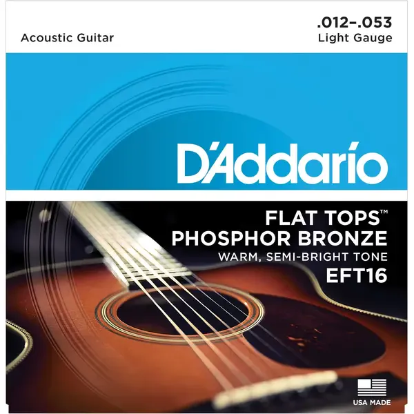 Струны для акустической гитары D'Addario EFT16 12-53, бронза фосфорная