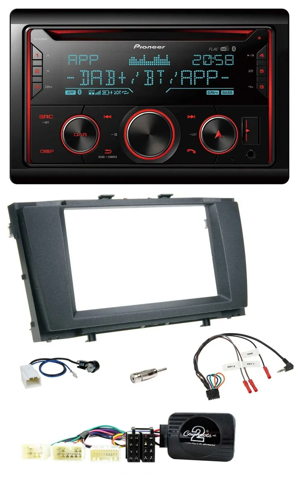 Автомагнитола Pioneer 2-DIN DAB Bluetooth USB CD для Toyota Avensis 2009–2011