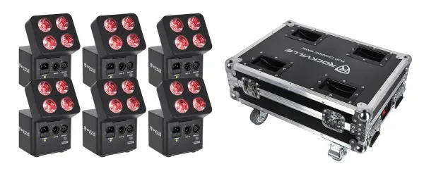 Светодиодный прибор Rockville FLIP CHARGE Pack Black с кейсом (6 штук)