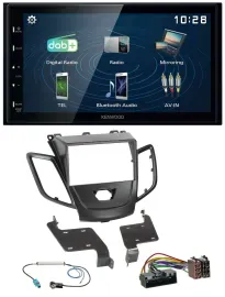 Автомагнитола Kenwood 2-DIN Bluetooth MP3 USB DAB для Ford Fiesta 2010–2017 черная