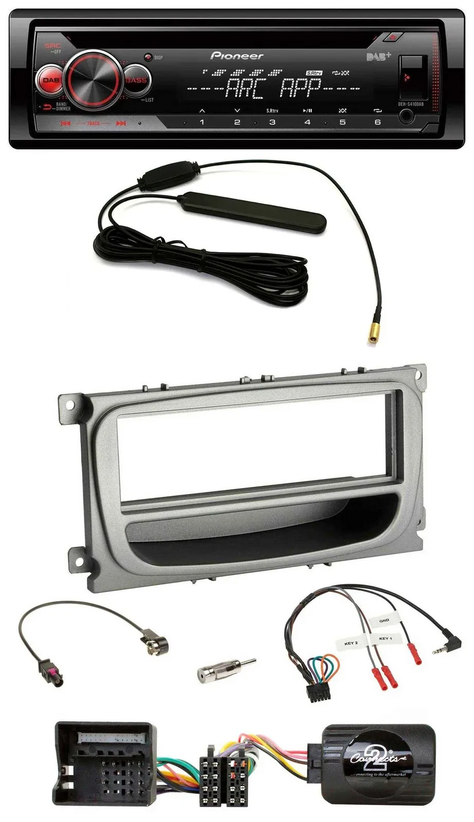 Pioneer CD USB Lenkrad DAB MP3 Autoradio für Ford Mondeo S-Max ab 2007 silber Ab