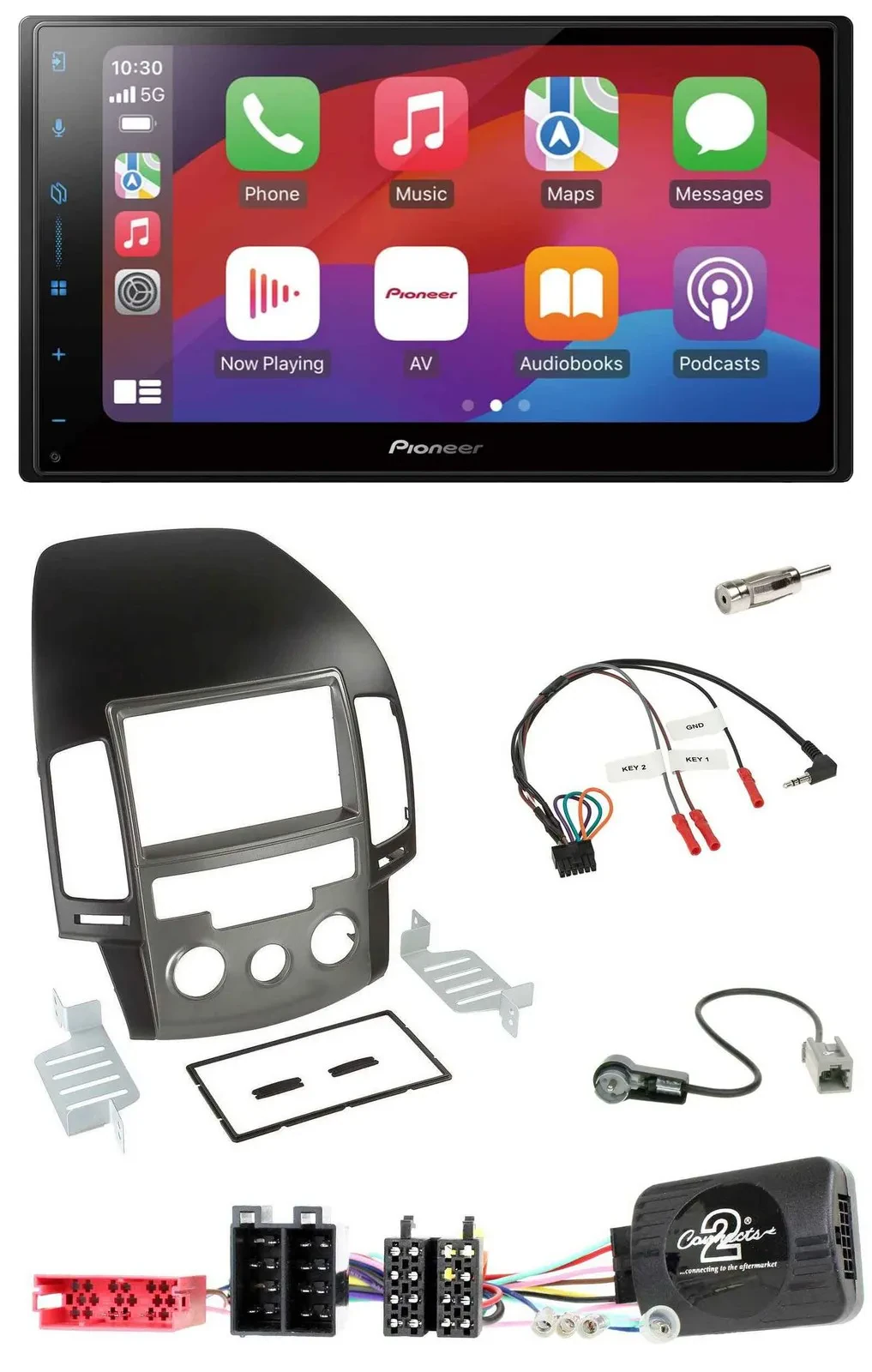 Pioneer DAB USB Lenkrad Bluetooth 2DIN Autoradio für Hyundai i30 ab 2009