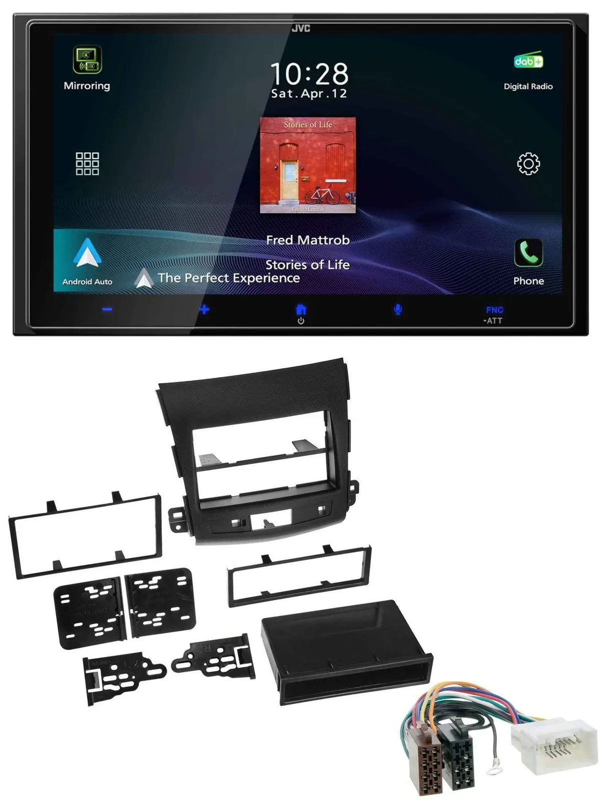 Автомагнитола JVC 2DIN USB Bluetooth DAB MP3 для Citroen C-Crosser/Mitsubishi Outlander