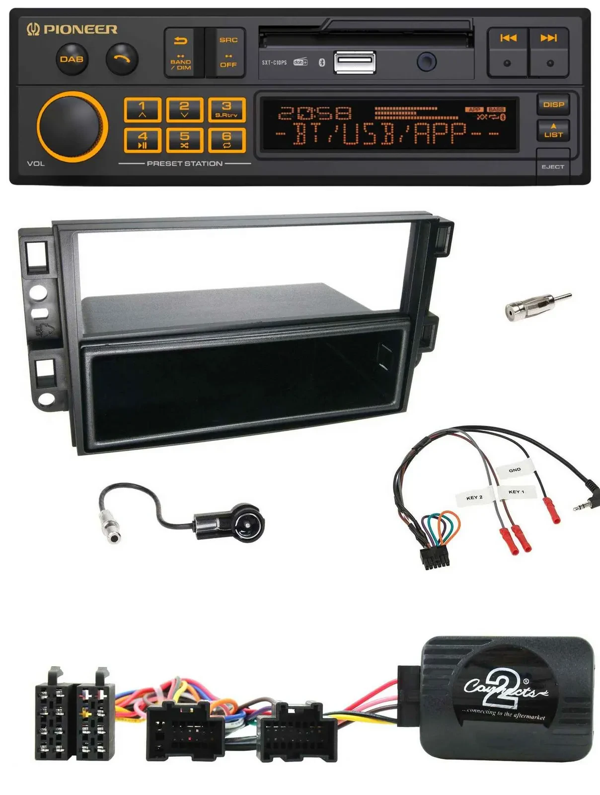 Автомагнитола Pioneer DAB, USB, Bluetooth с поддержкой кнопок на руле для Chevrolet Aveo/Captiva 2006–2011