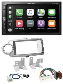 Автомагнитола Pioneer 2-DIN USB MP3 Bluetooth, DAB для Toyota Yaris 2011–2014, серебристый