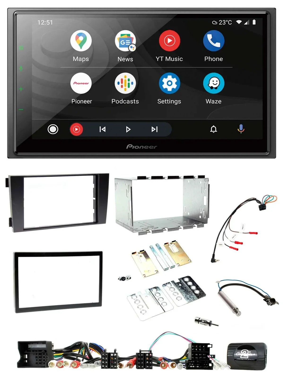 Pioneer USB 2DIN DAB Lenkrad Bluetooth Autoradio für Audi A6 C5 2001-2004 Aktivs