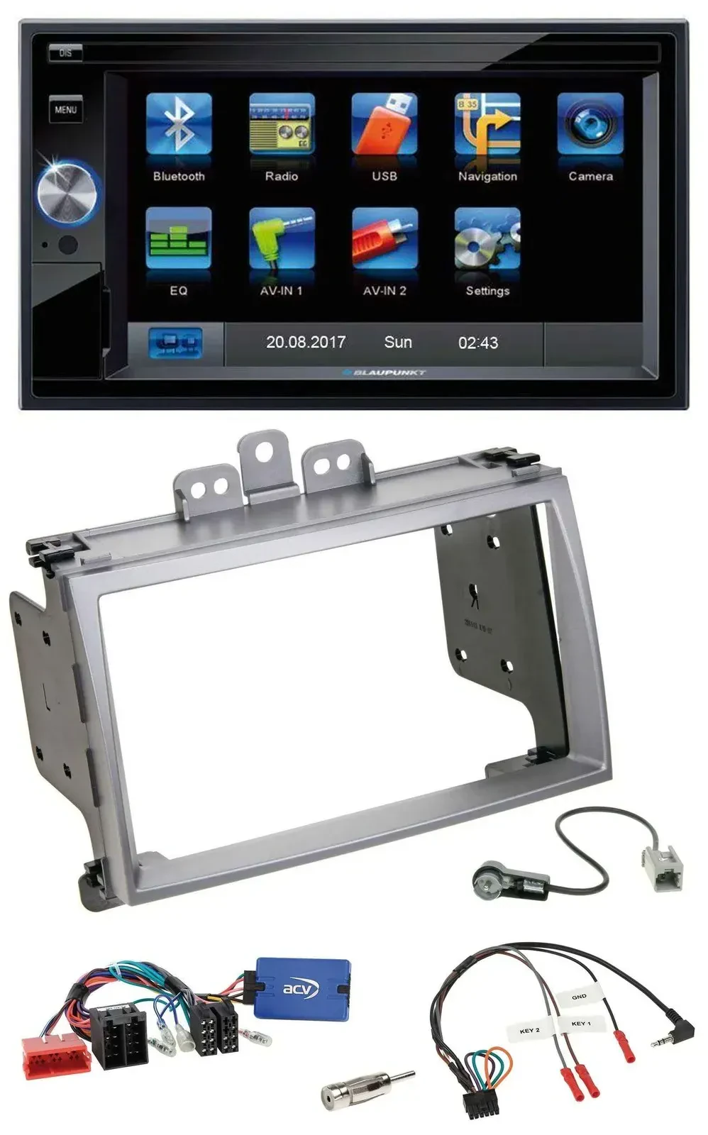 Blaupunkt 2DIN Bluetooth TMC USB Lenkrad SD Navigation für Hyundai i20 2009-2012