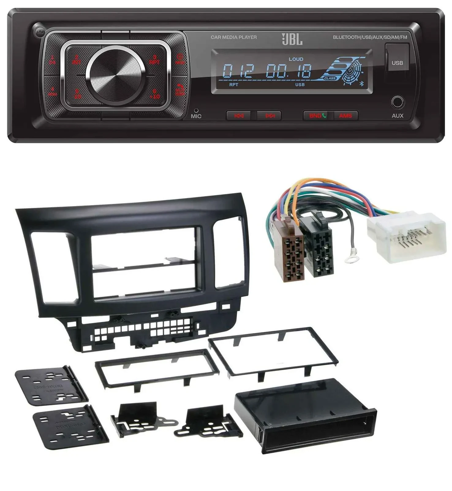 JBL SD AUX MP3 USB Bluetooth Autoradio für Mitsubishi Evo Lancer (ab 2008)