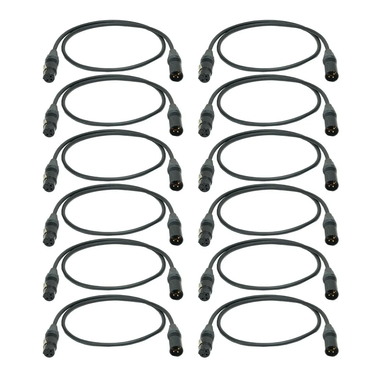 DMX-кабель CLUTCH 12DMX3P3FT-PACK Premium Black 0.9 м (12 штук)