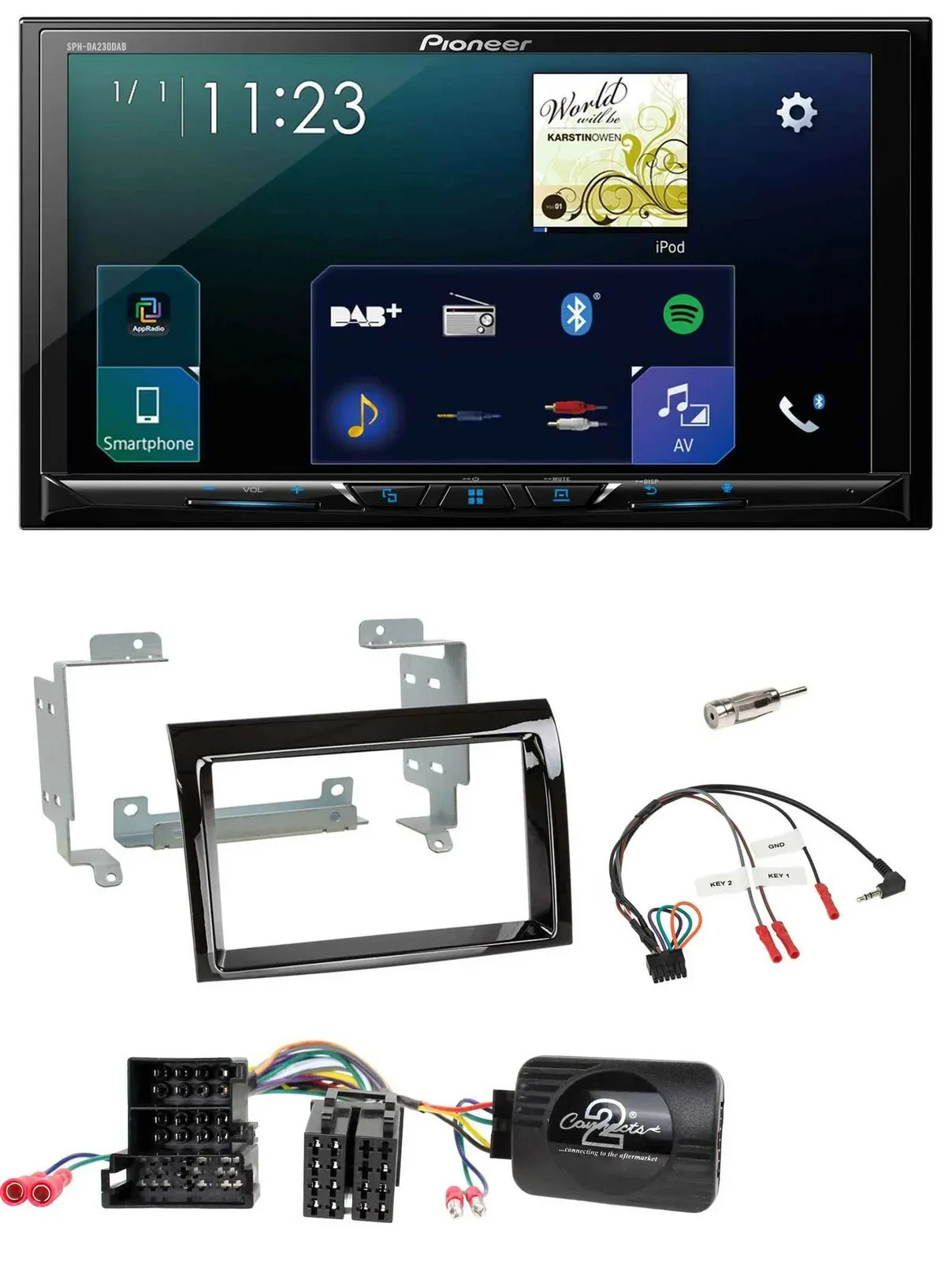 Pioneer Lenkrad Bluetooth USB 2DIN DAB Autoradio für Fiat Peugeot Citroen klavie