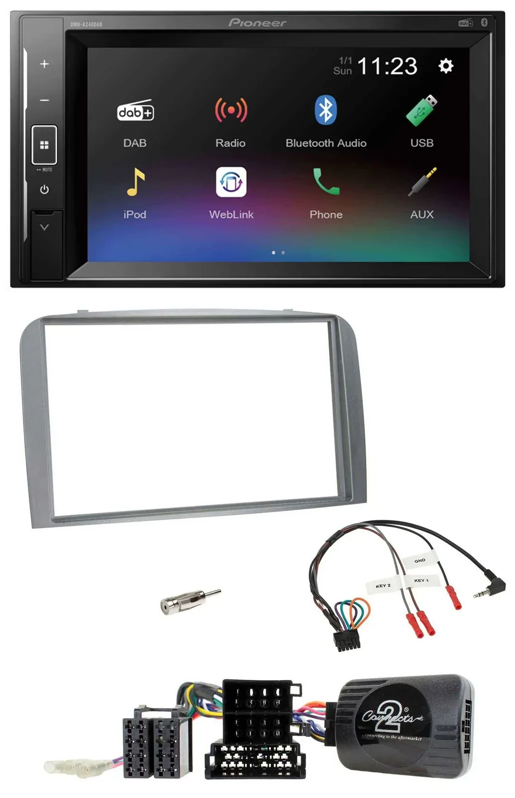 Pioneer DAB Lenkrad 2DIN Bluetooth USB Autoradio für Alfa Romeo 147 GT 2007-2010