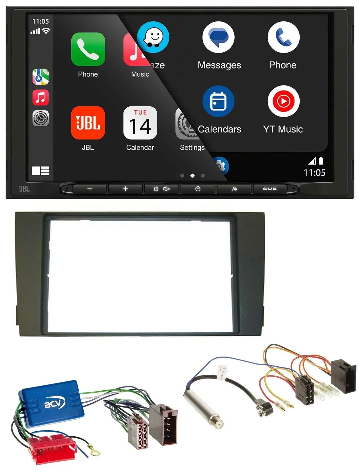 JBL USB 2DIN MP3 Bluetooth AUX Autoradio für Audi A6 C5 01-05 Aktivsystem Mini-I