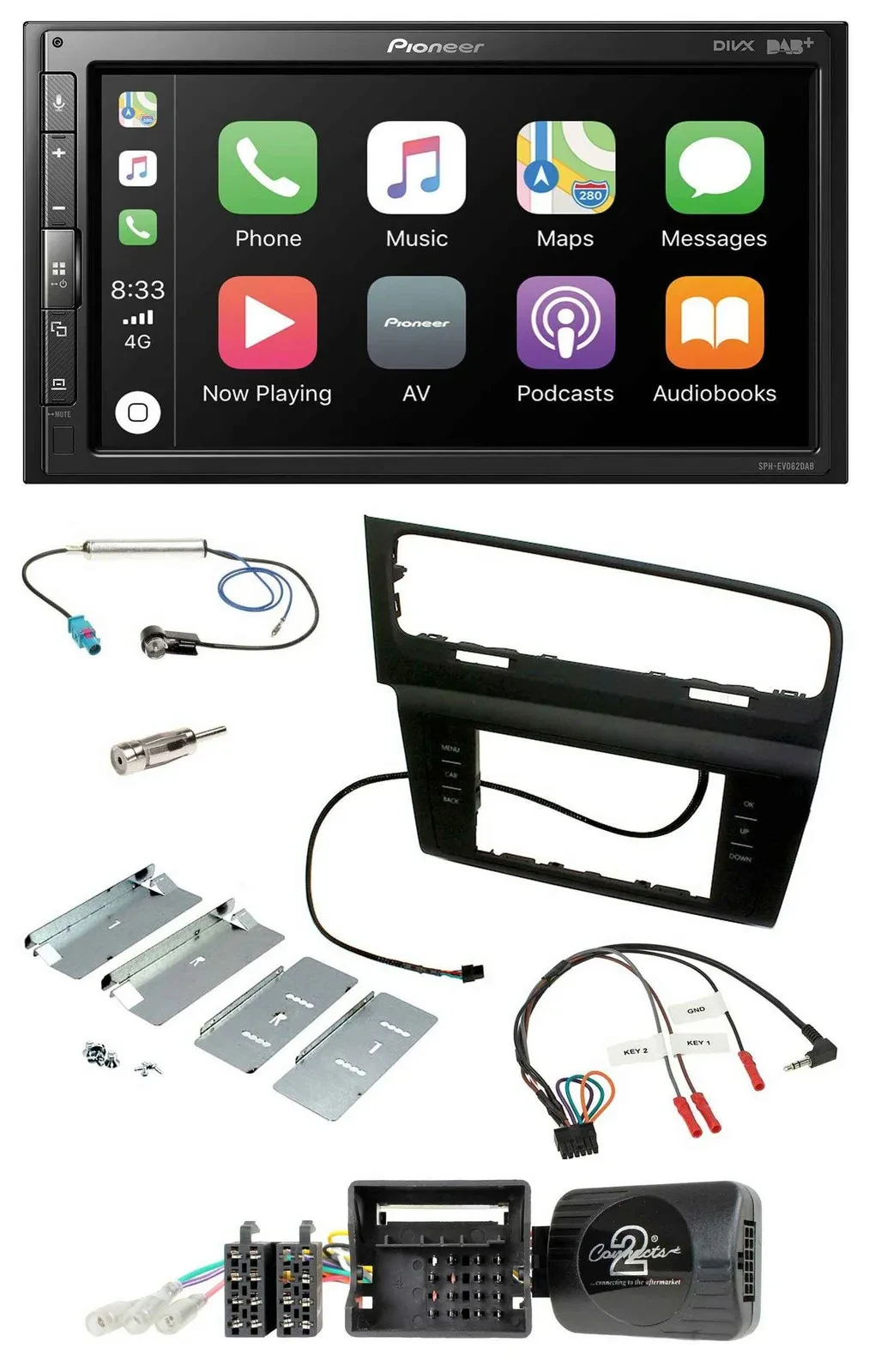 Автомагнитола Pioneer 2DIN DAB, Bluetooth, USB для VW Golf VII (с 2012)