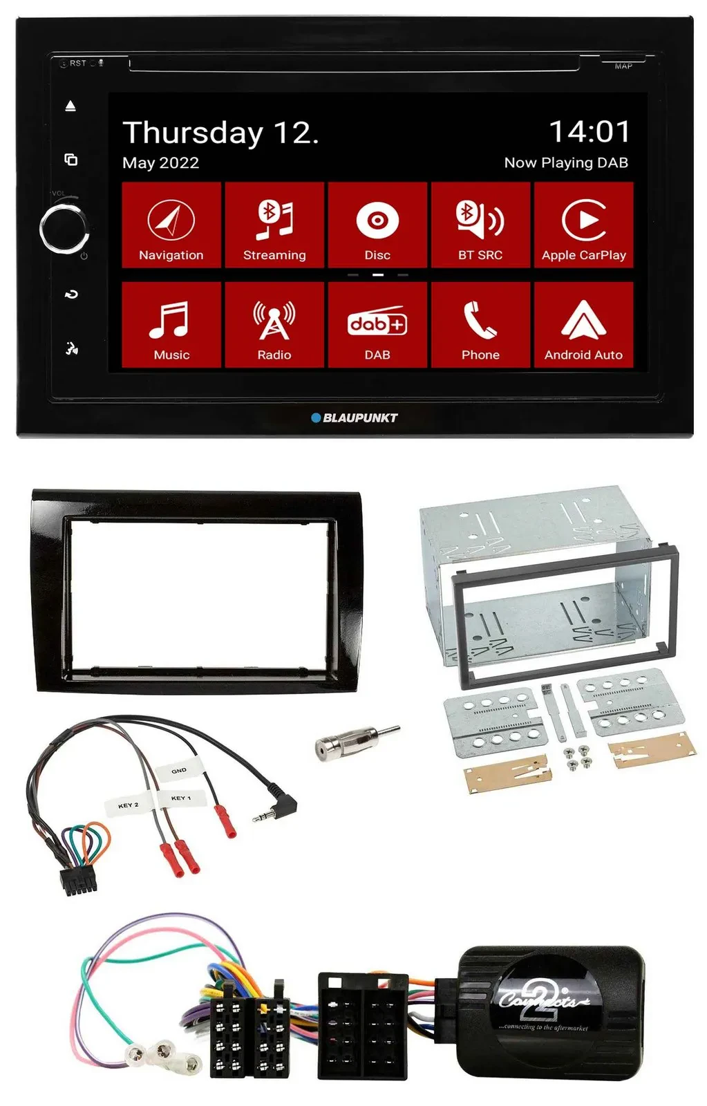 Blaupunkt Lenkrad DVD Bluetooth DAB 2DIN USB Autoradio für Fiat Bravo 2007-2014