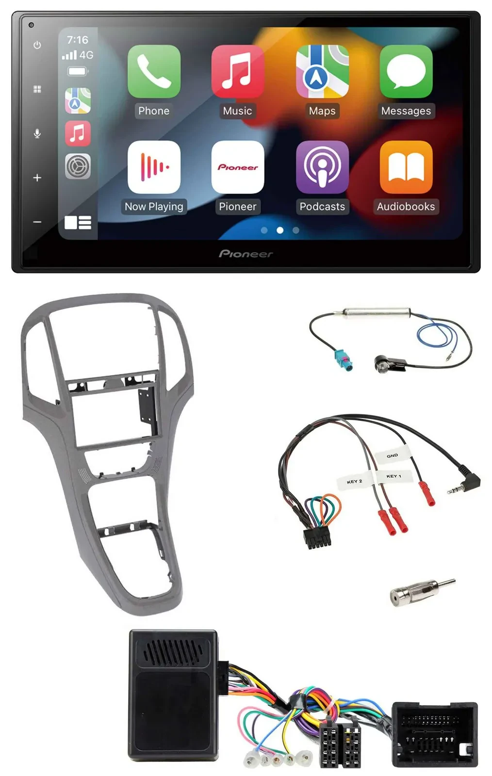Pioneer DAB Bluetooth 2DIN USB Lenkrad Autoradio für Opel Astra J ab 2009 Titang
