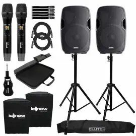 Gemini AS-1200P 12" Active Speakers w Dual Wireless Microphones Package