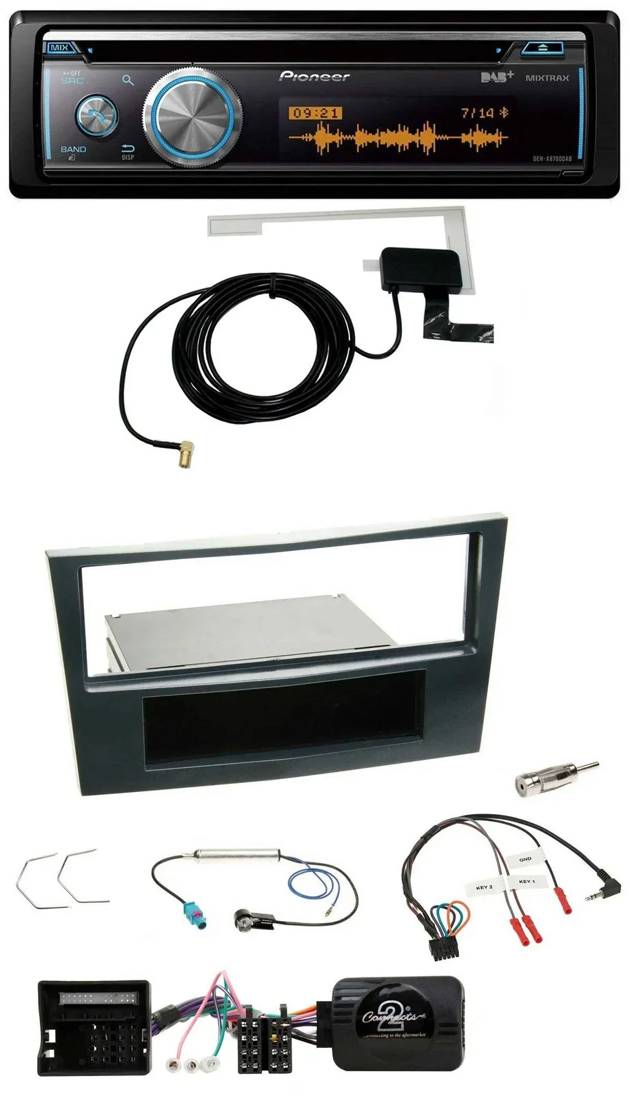 Pioneer Bluetooth DAB Lenkrad USB CD Autoradio für Opel Corsa D 06-08 Stealth Sc