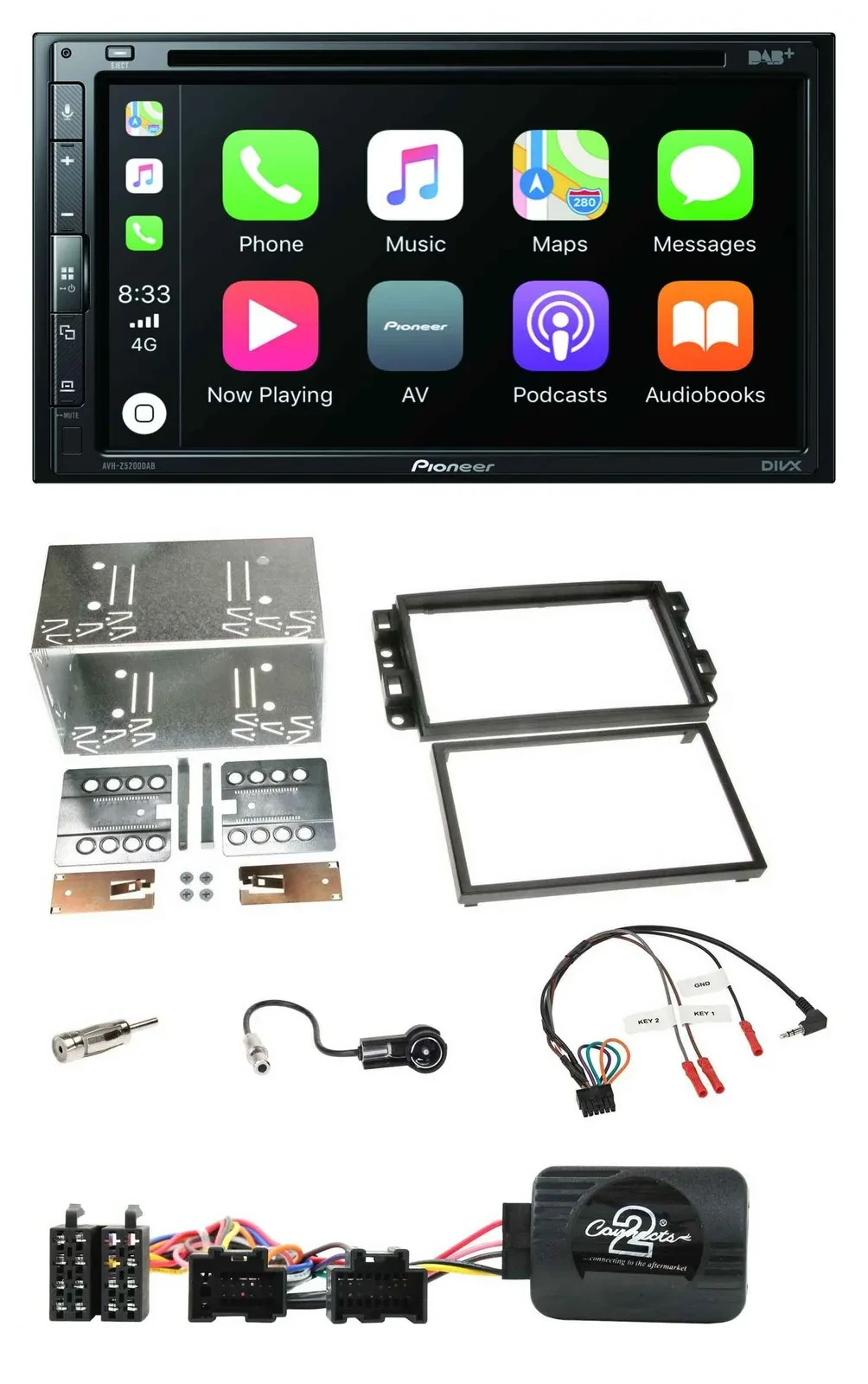Pioneer DVD 2DIN Lenkrad DAB Bluetooth USB Autoradio für Chevrolet Aveo Captiva