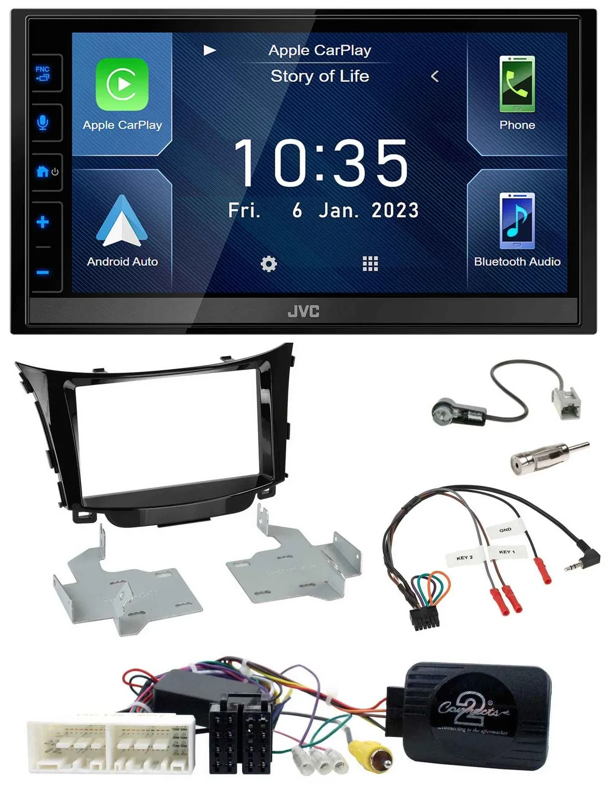 JVC DAB Bluetooth Lenkrad USB 2DIN Autoradio für Hyundai I30 ab 2017