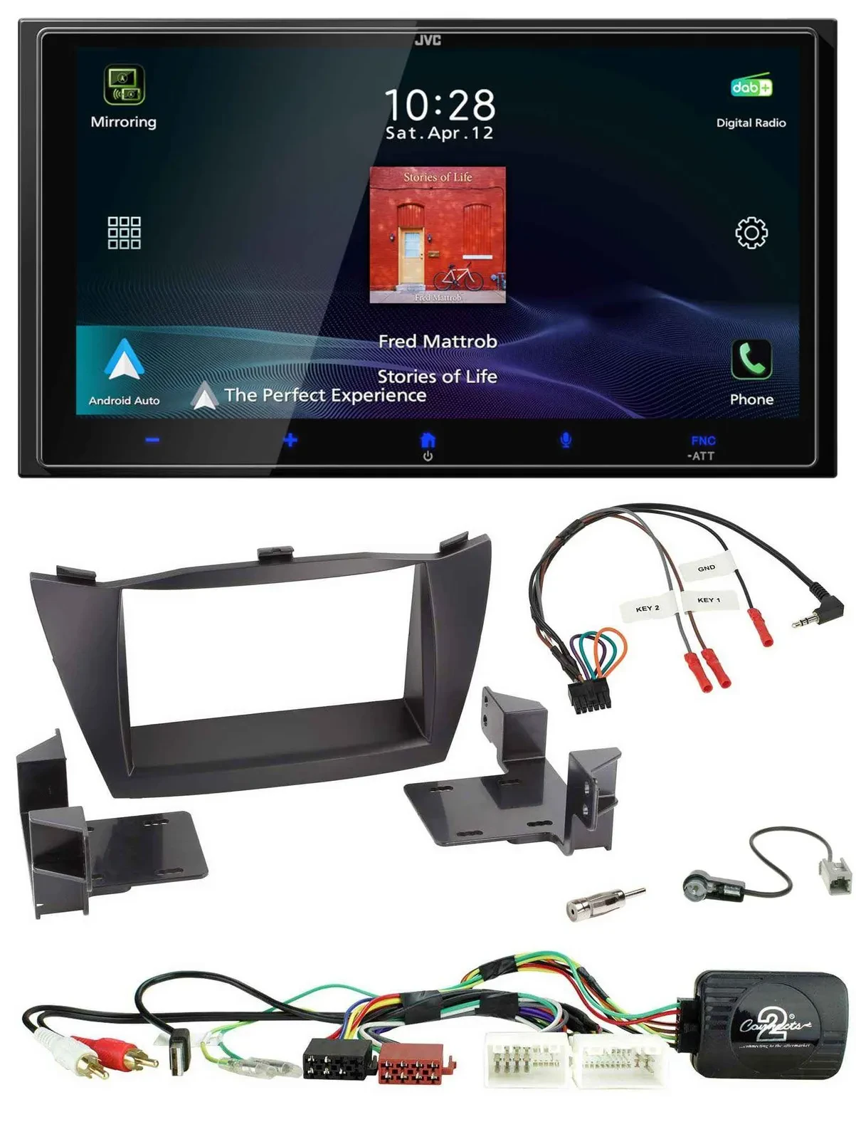 JVC USB Bluetooth 2DIN DAB Lenkrad Autoradio für Hyundai Tucson 2010-2015 schwar