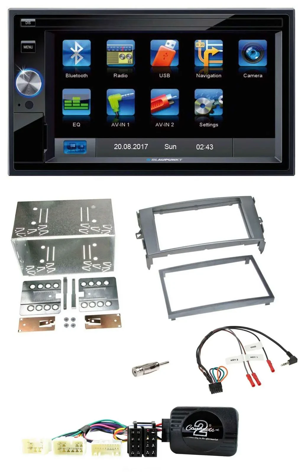 Blaupunkt Lenkrad USB Bluetooth TMC 2DIN Navigation für Toyota Auris 2007-2011 a