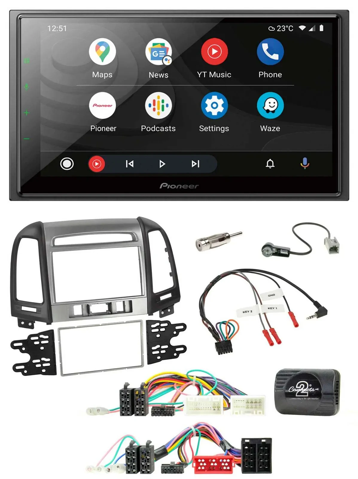 Pioneer USB 2DIN DAB Lenkrad Bluetooth Autoradio für Hyundai Santa Fe 10-12 3 Sc
