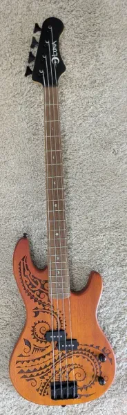 Luna Guitars TAT34 Tattoo Mahogany Electric 34" Scale bass Guitar