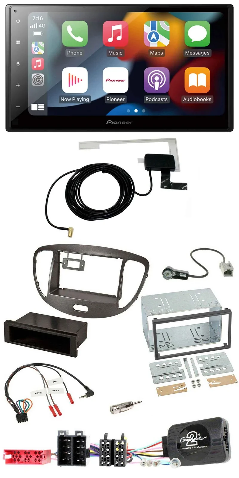 Pioneer Lenkrad USB Bluetooth DAB 2DIN Autoradio für Hyundai i10 2009-13 dunkels