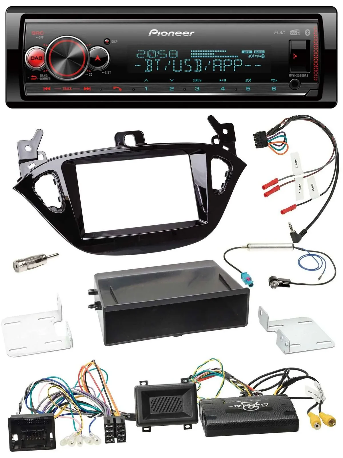 Pioneer Bluetooth USB Lenkrad DAB Autoradio für Opel Adam Corsa E ab 2013 PDC