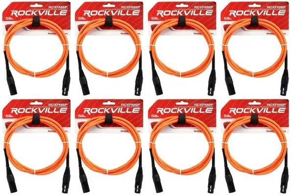 Микрофонный кабель Rockville RCXFM6P-O Orange 1.8 м (8 штук)