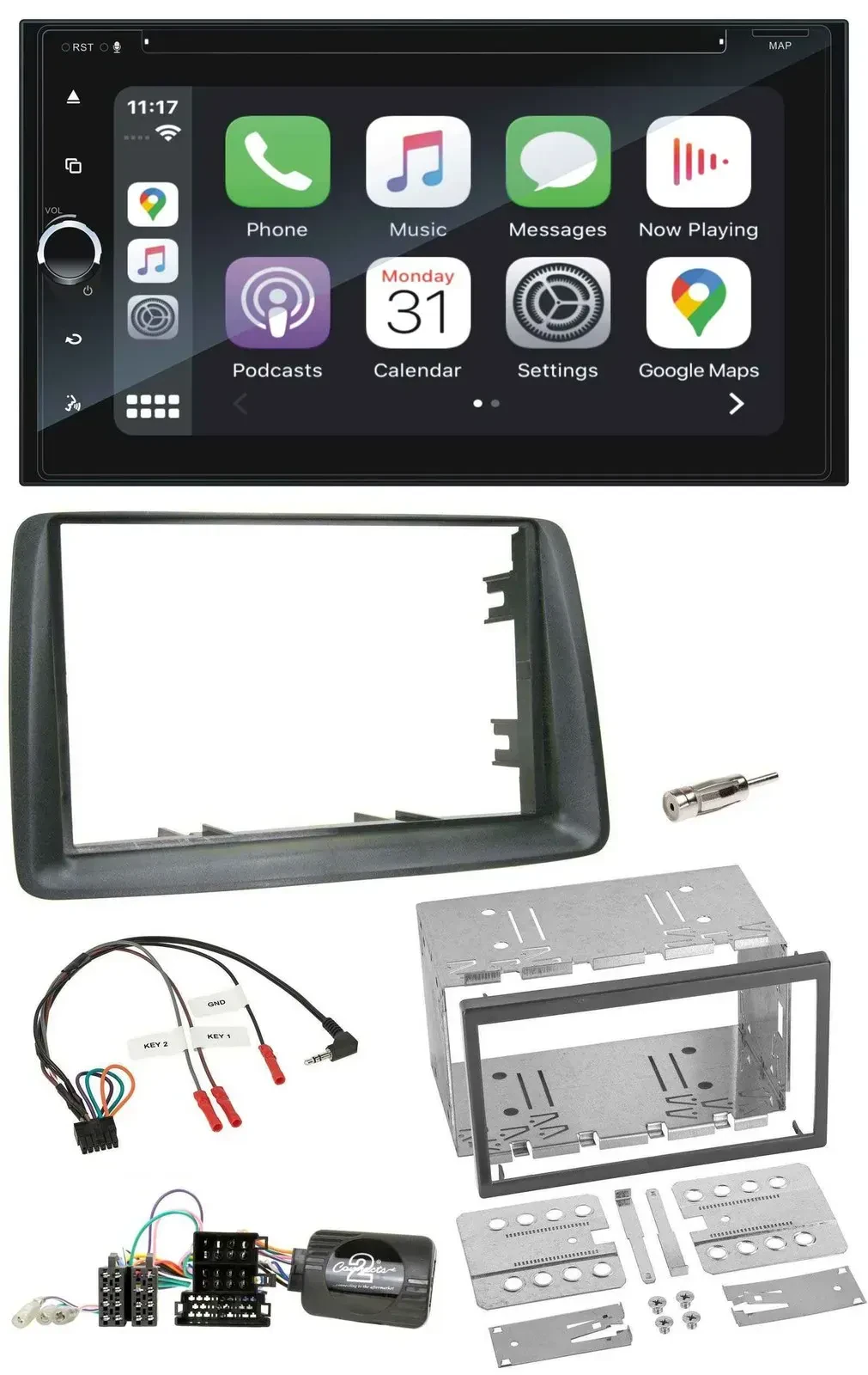Blaupunkt USB DAB Bluetooth 2DIN TMC Lenkrad Navigation für Fiat Panda 2007-2012