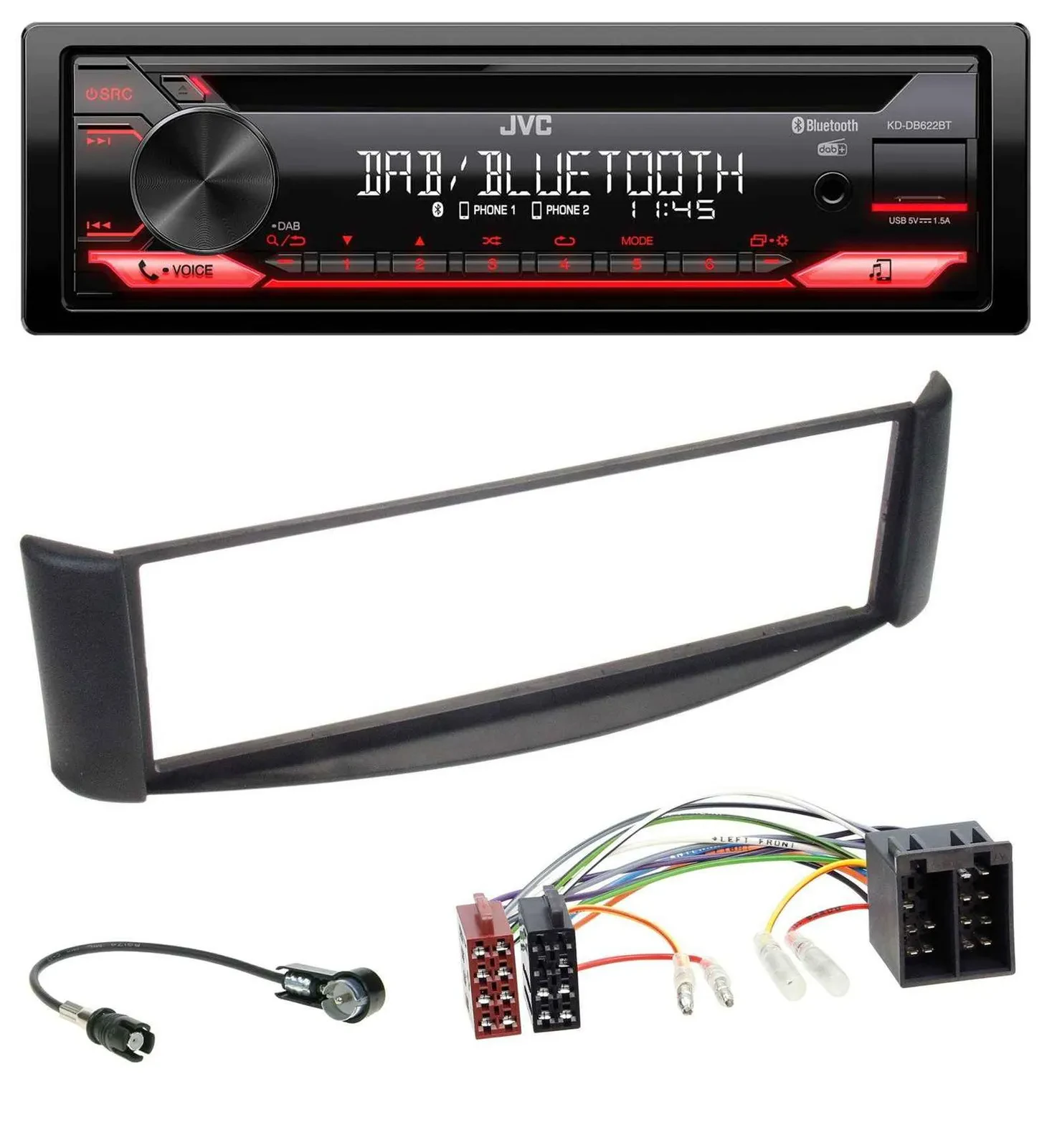 JVC CD DAB USB Bluetooth MP3 Autoradio für Smart ForTwo (1998-2007)