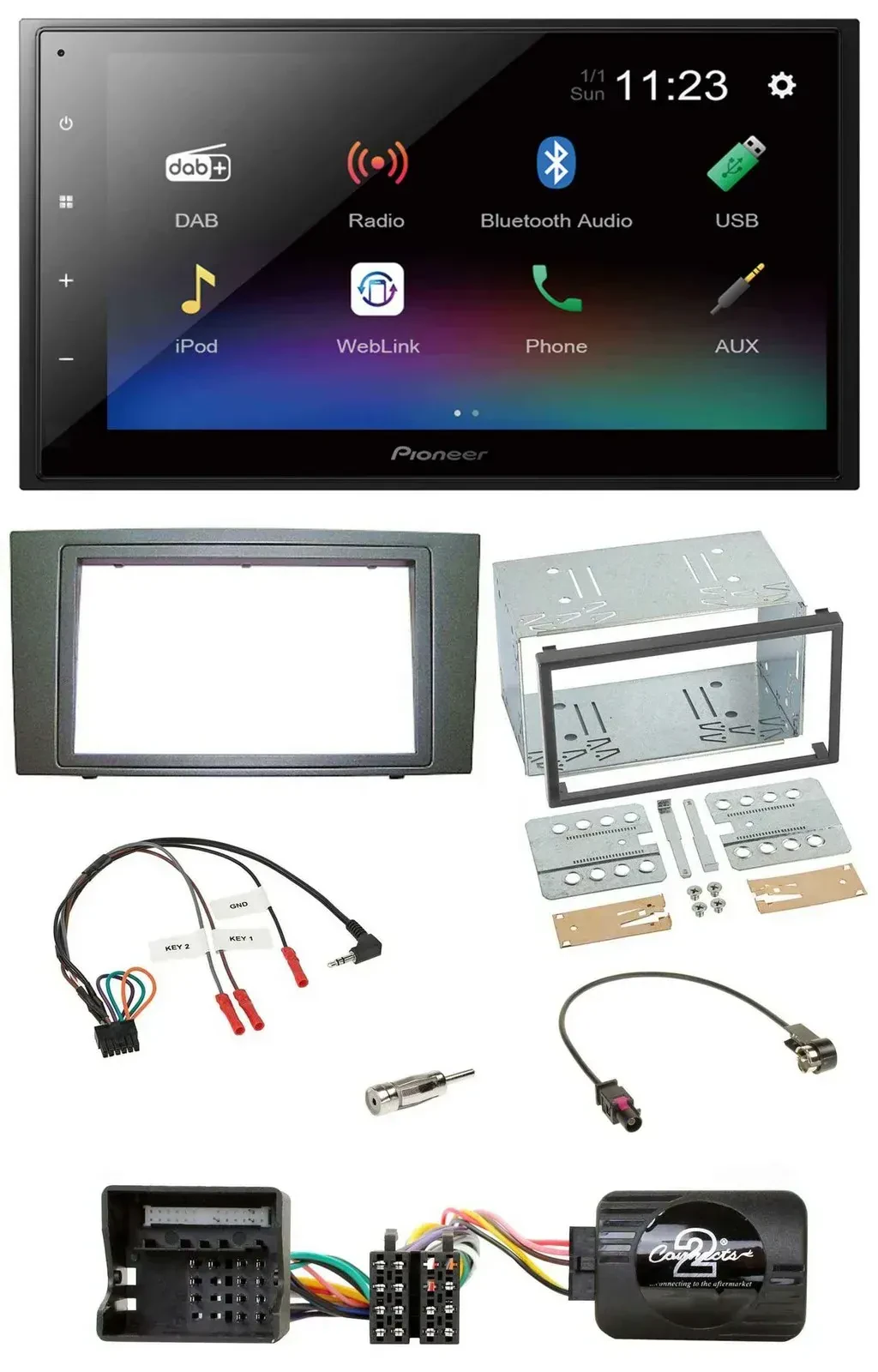 Автомагнитола Pioneer 2-DIN, USB, Bluetooth, DAB для Ford Mondeo 2003–2007