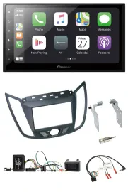 Pioneer Lenkrad Bluetooth DAB 2DIN USB Autoradio für Ford C-Max ab 2011 grau