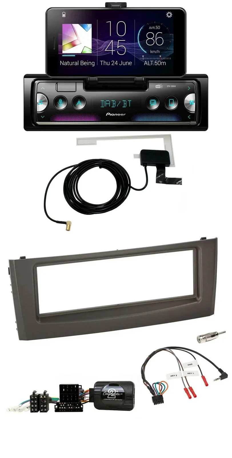 Автомагнитола для Fiat Grande Punto 2006–2010 Pioneer DAB, Bluetooth, USB, черная