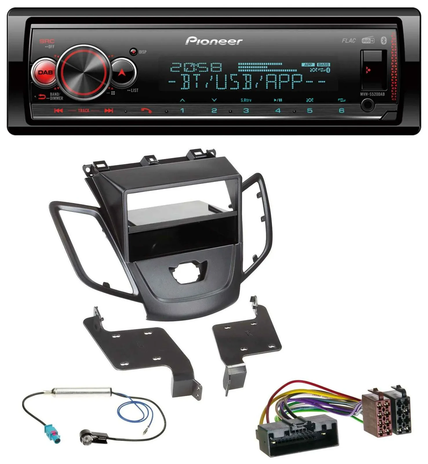 Автомагнитола для Ford Fiesta (2010–2017) Pioneer Bluetooth, USB, MP3, DAB, без дисплея
