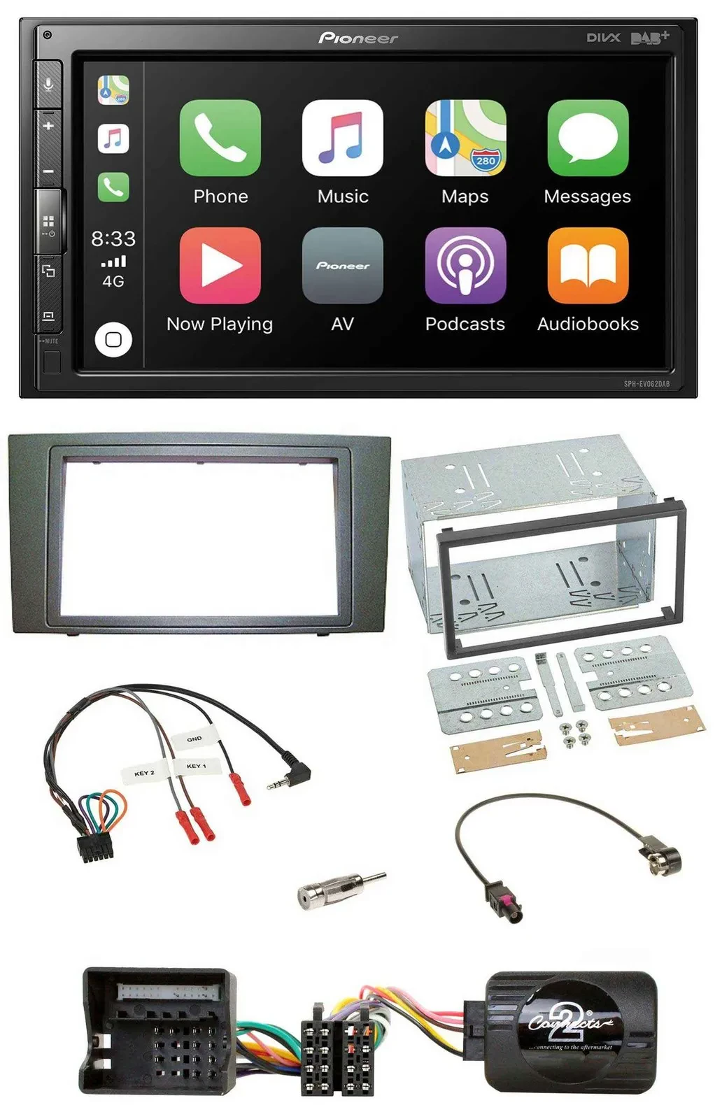 Pioneer USB Lenkrad DAB 2DIN Bluetooth Autoradio für Ford Mondeo 2003-2007 schwa