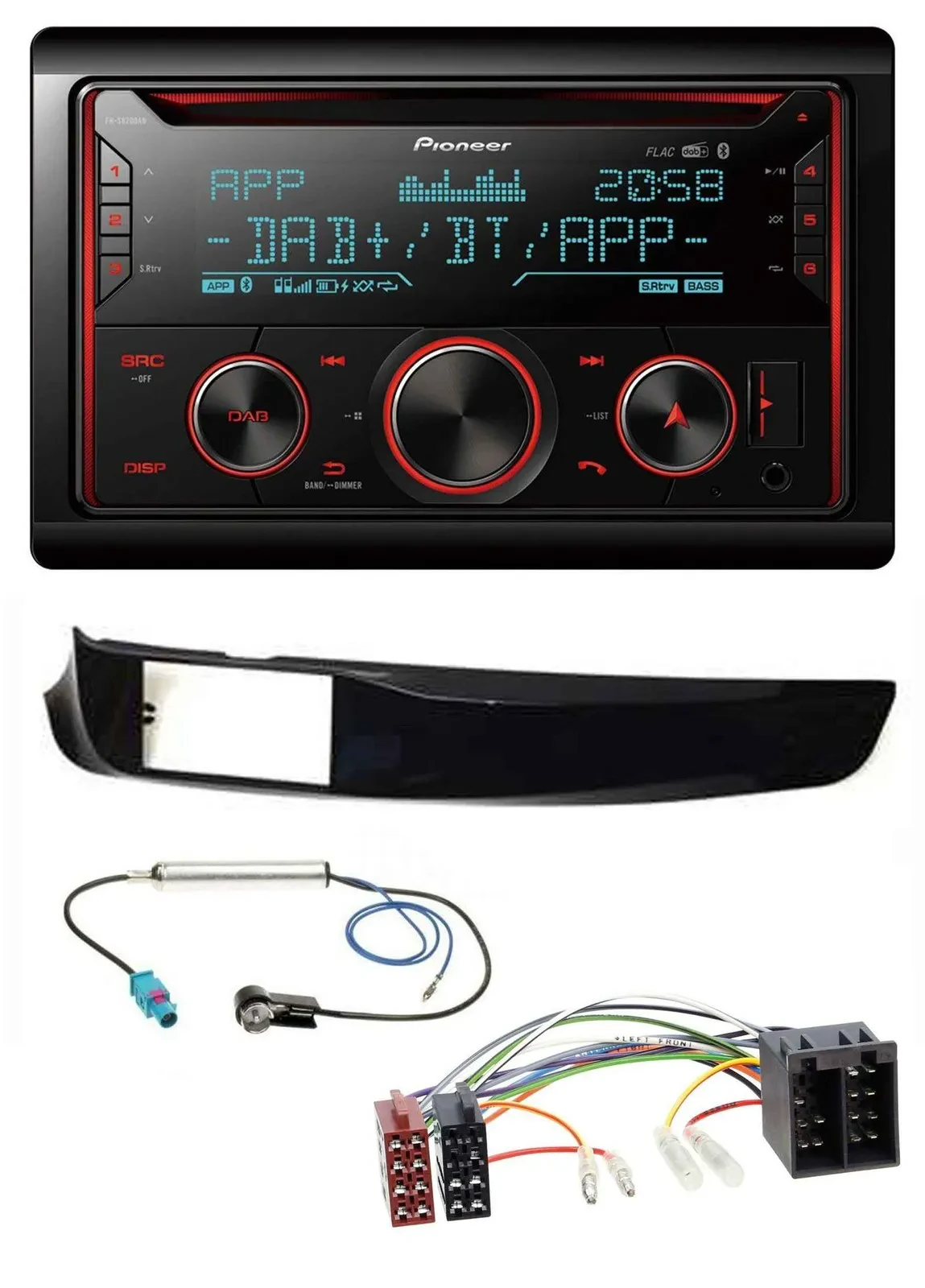 Автомагнитола Pioneer 2DIN, DAB, MP3, Bluetooth, USB, CD, черный глянцевый, для Alfa Romeo Giulietta