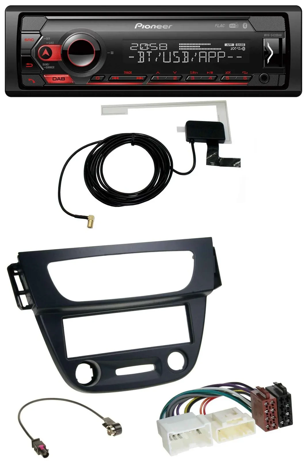 Автомагнитола Pioneer DAB, USB, MP3, Bluetooth для Renault Megane 3 (2009–2014), черная