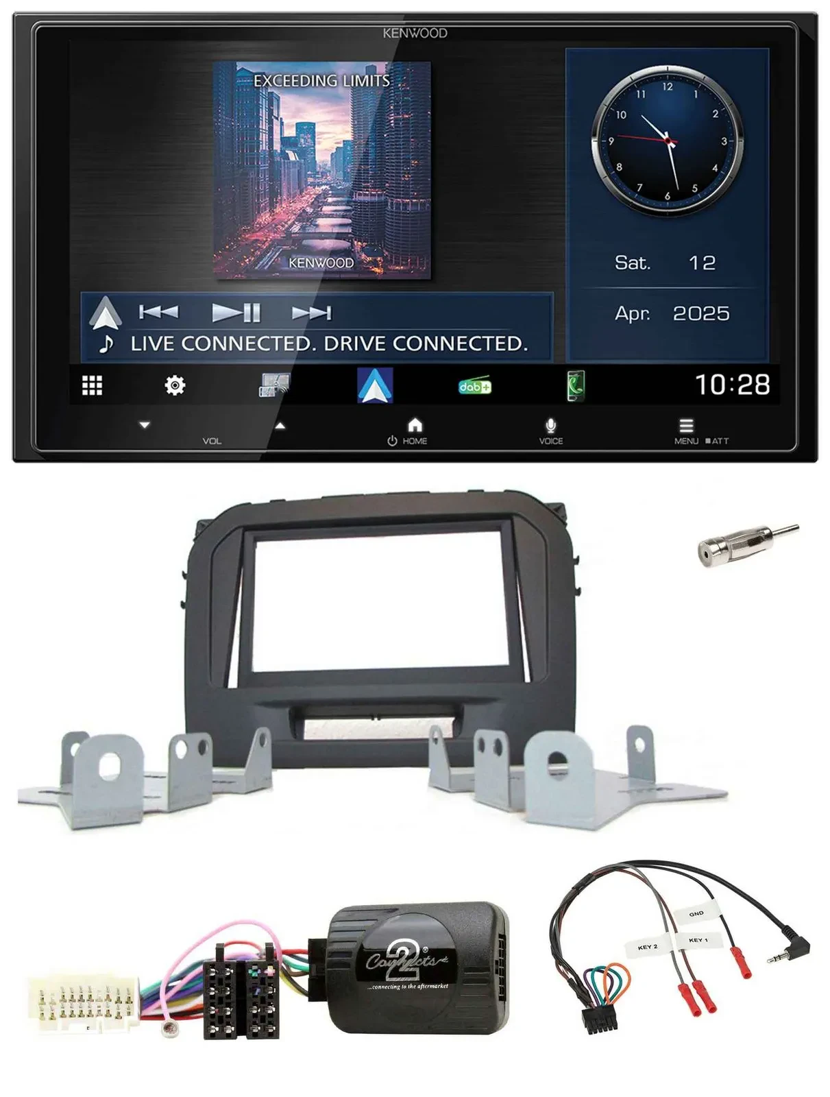 Kenwood Bluetooth 2DIN USB DAB Lenkrad Autoradio für Suzuki Vitara LY ab 04/2015