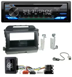 Автомагнитола JVC Bluetooth USB DAB CD для Kia Sportage 3 (2010–2015), черная, совместима с кнопками на руле