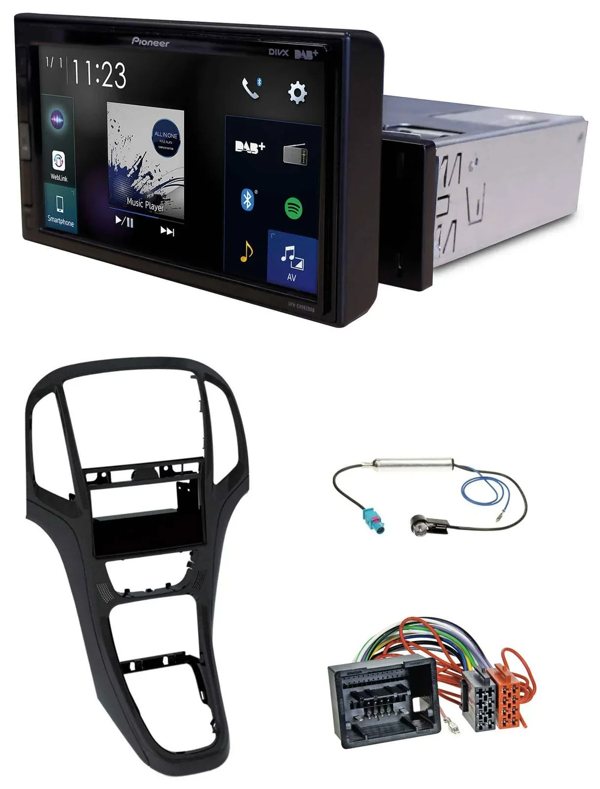 Pioneer DAB MP3 Bluetooth USB Autoradio für Opel Astra J ab 2009 Perl schwarz