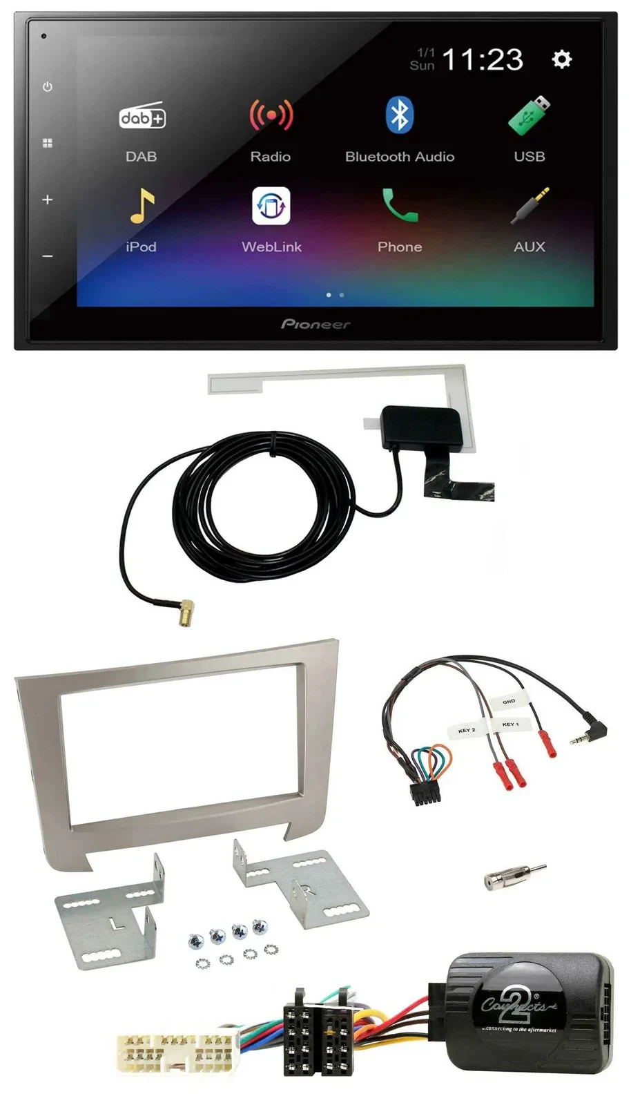 Автомагнитола для SsangYong Rexton Pioneer 2DIN, DAB, Bluetooth, USB, поддержка управления на руле