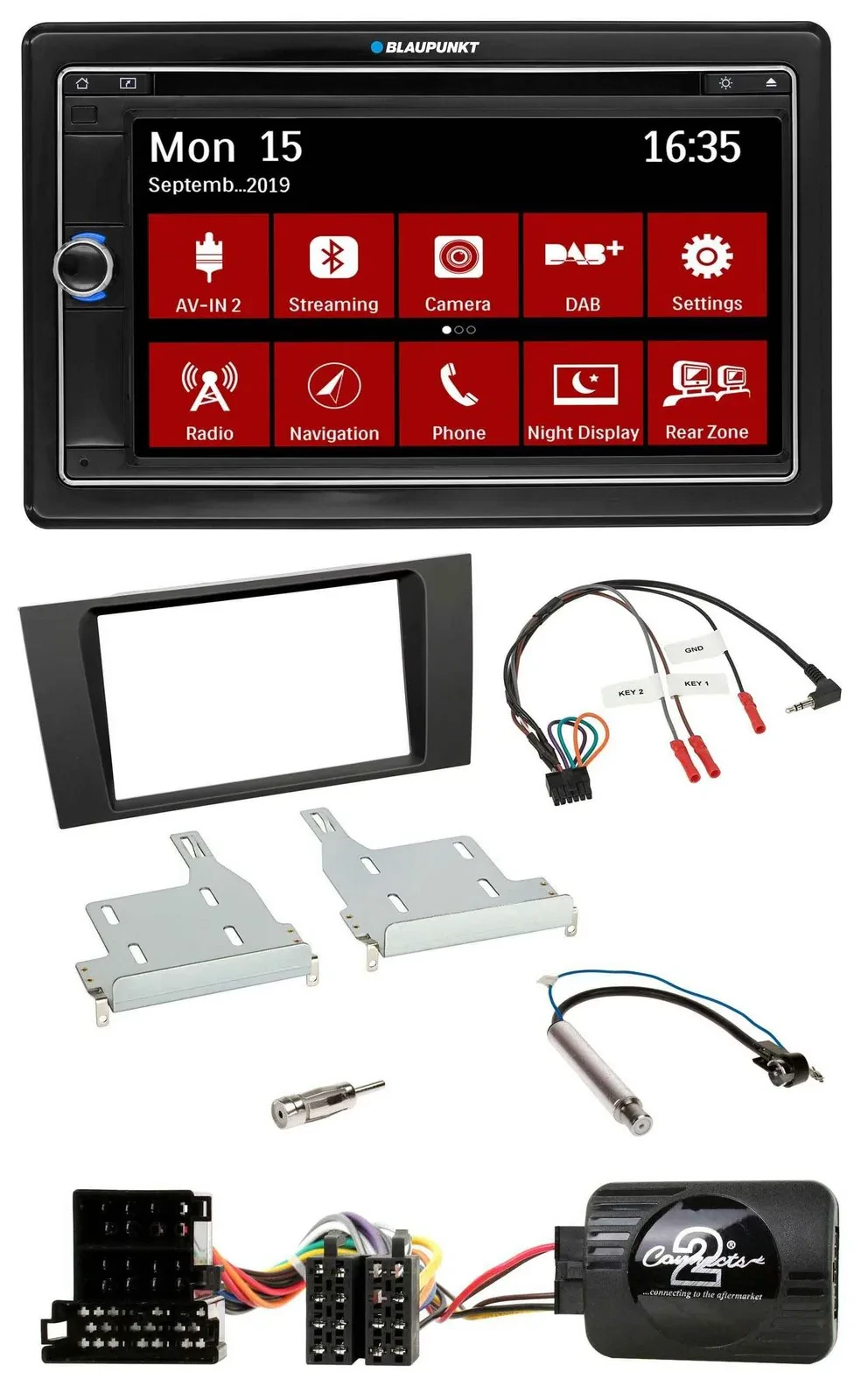 Blaupunkt TMC USB Lenkrad Bluetooth DAB 2DIN Navigation für Audi A4 1999-2001